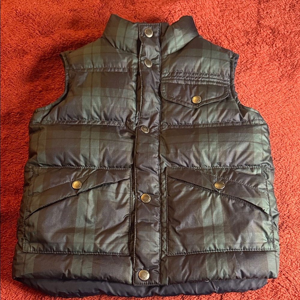 Lands' End Green and Black Kids Puffer Vest